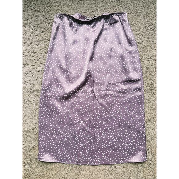 Abercrombie & Fitch Satin Slit Midi Skirt Lavender Polka Dot Small Coquette Fall - Picture 4 of 7